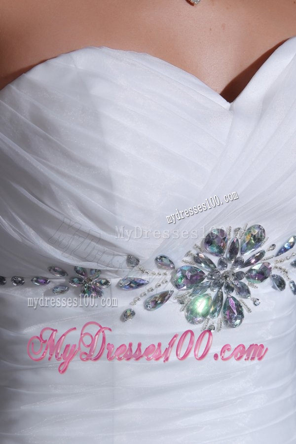 Luxurious A-line Sweetheart Beading and Ruffles Wedding Dress