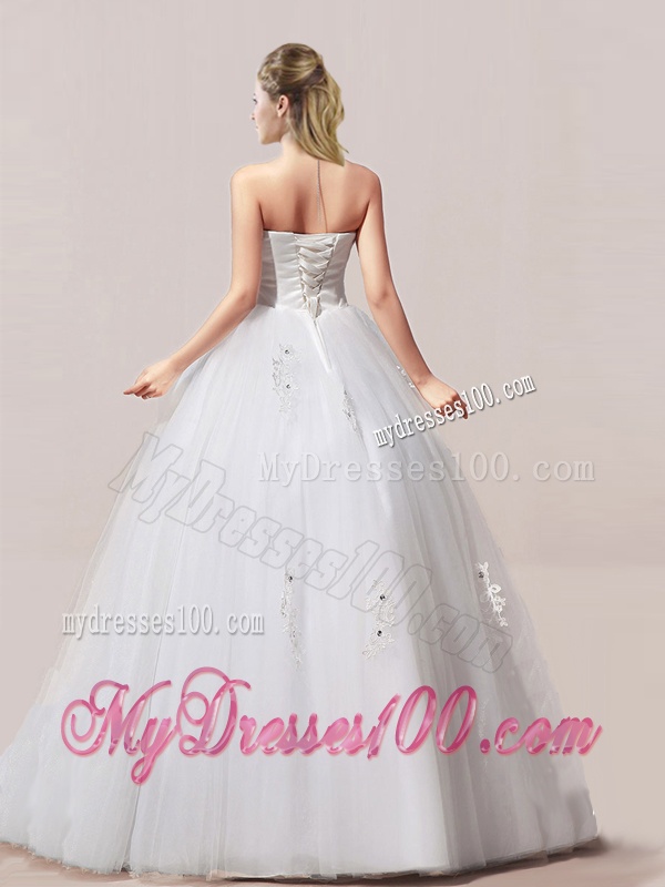 Luxurious Ball Gown Beaded and Applique Wedding Dresses with Strapless