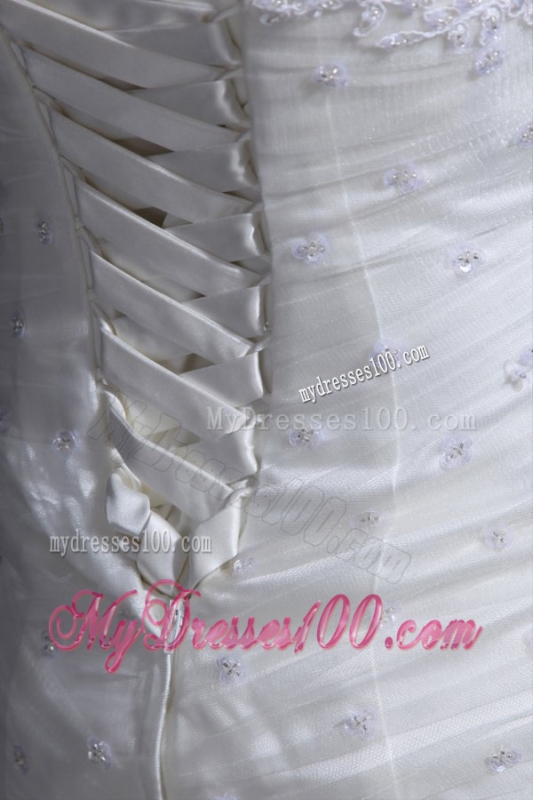 Mermaid Sweetheart Appliques Decorate Bodice Tulle Wedding Dress
