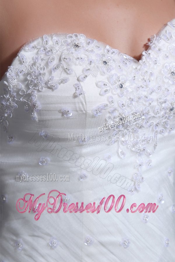 Mermaid Sweetheart Appliques Decorate Bodice Tulle Wedding Dress