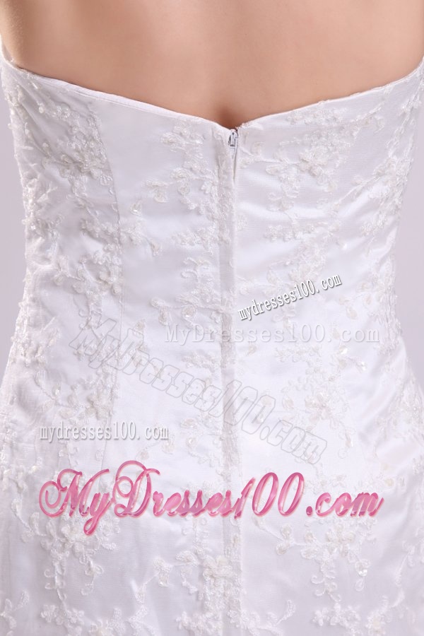Modest Strapless High-low Lace Wedding Dress for Beach Wedding