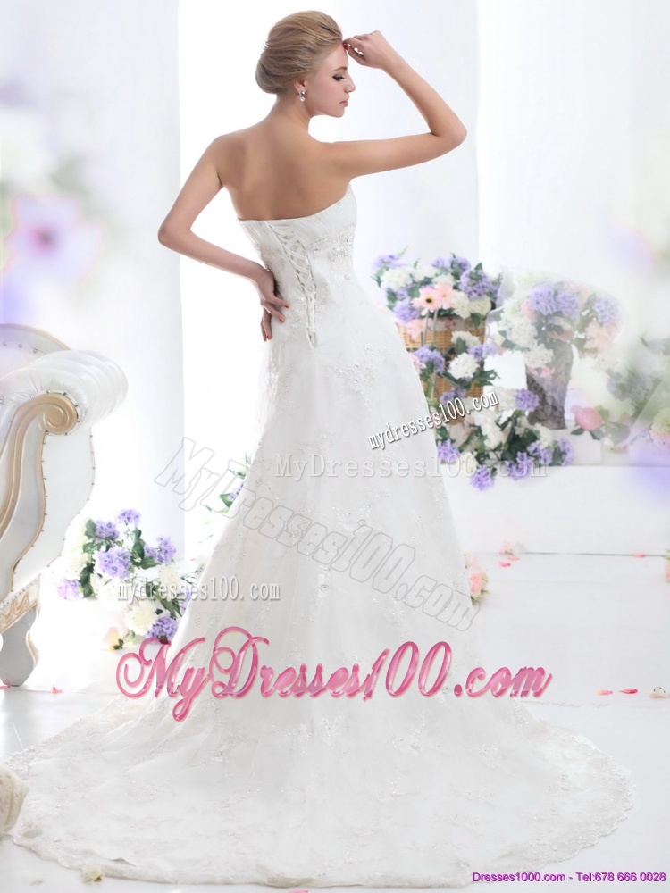 Modest Strapless Wedding Dress with Beading for 2016