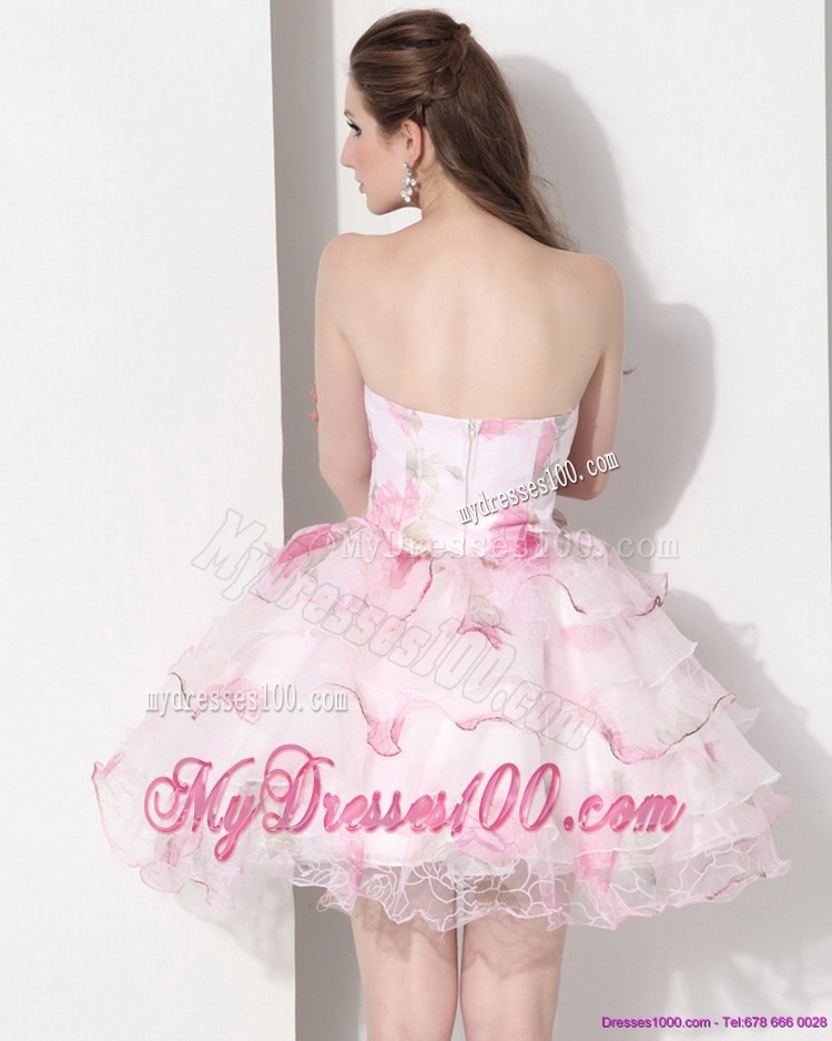 Multi Color Strapless Wedding Dresses with Hand Made Flower