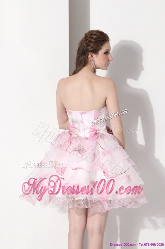 Multi Color Strapless Wedding Dresses with Hand Made Flower