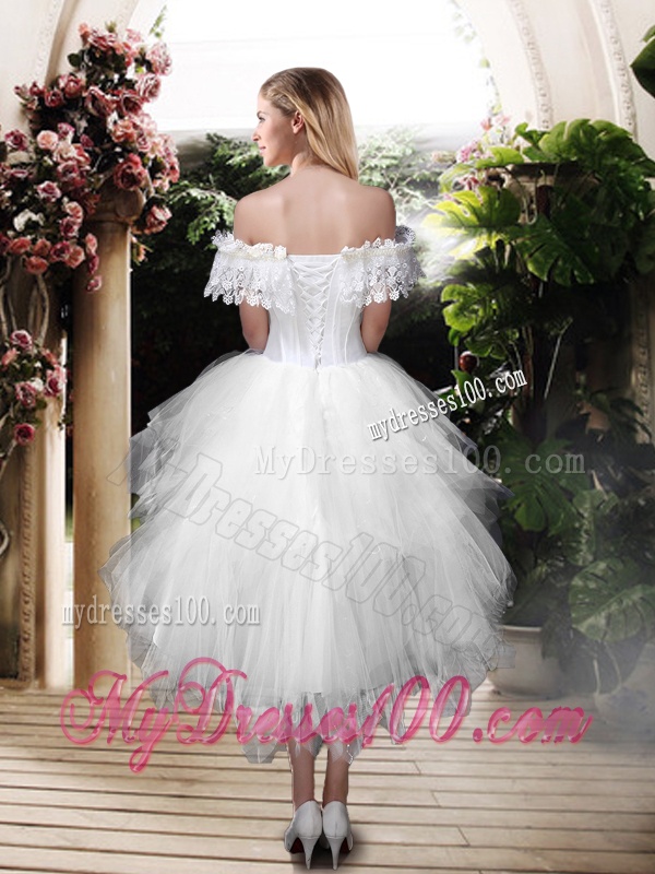 Off the Shoulder Wedding Dresses with High Low
