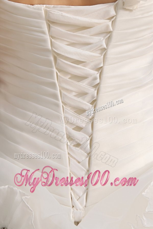 One Shoulder Beading and Laciness Court Train Wedding Dress
