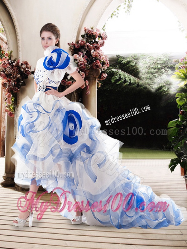 Popular One Shoulder High Low Wedding Dresses with Beading and Ruffles