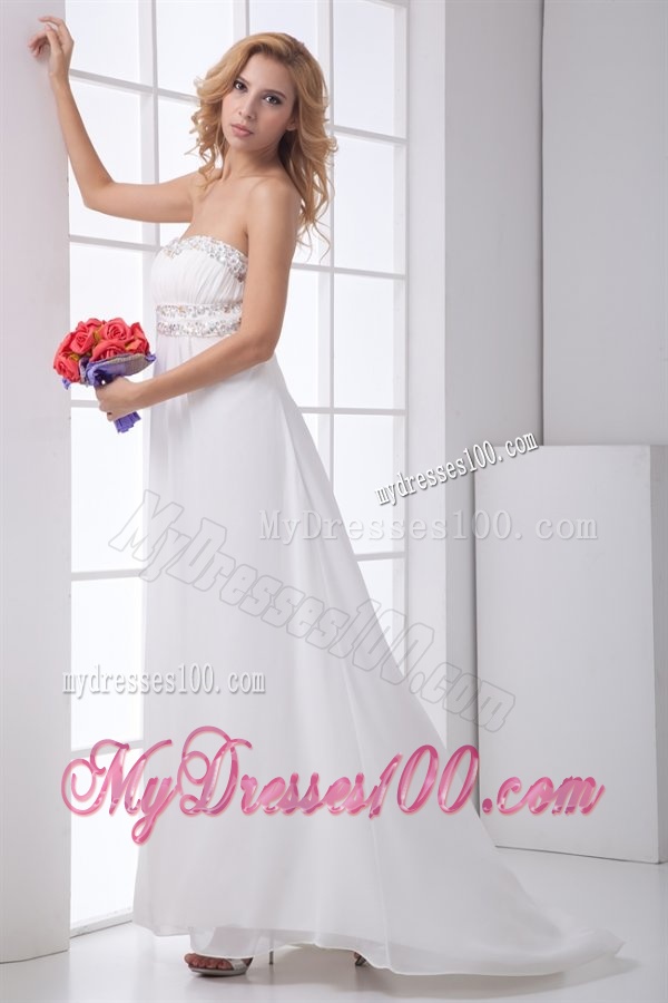 Pretty Empire Strapless Wedding Dress with Beading Ankle-length