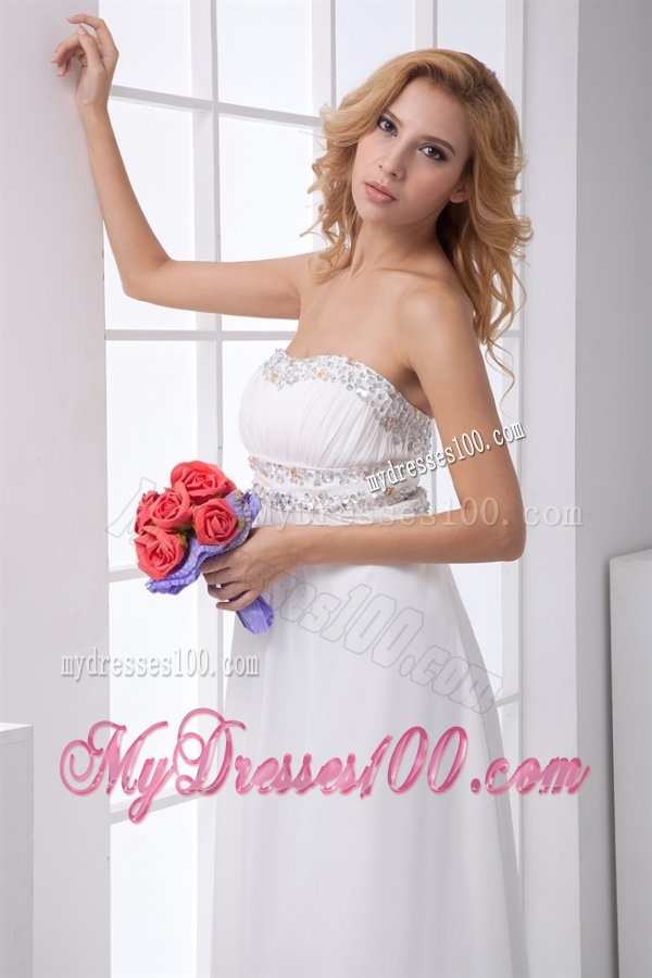 Pretty Empire Strapless Wedding Dress with Beading Ankle-length