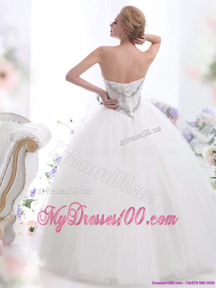 Pretty White Sweetheart 2016 Wedding Dresses with Rhinestones