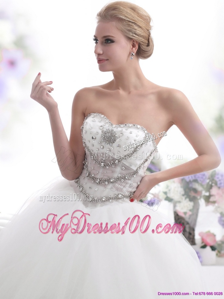 Pretty White Sweetheart 2016 Wedding Dresses with Rhinestones
