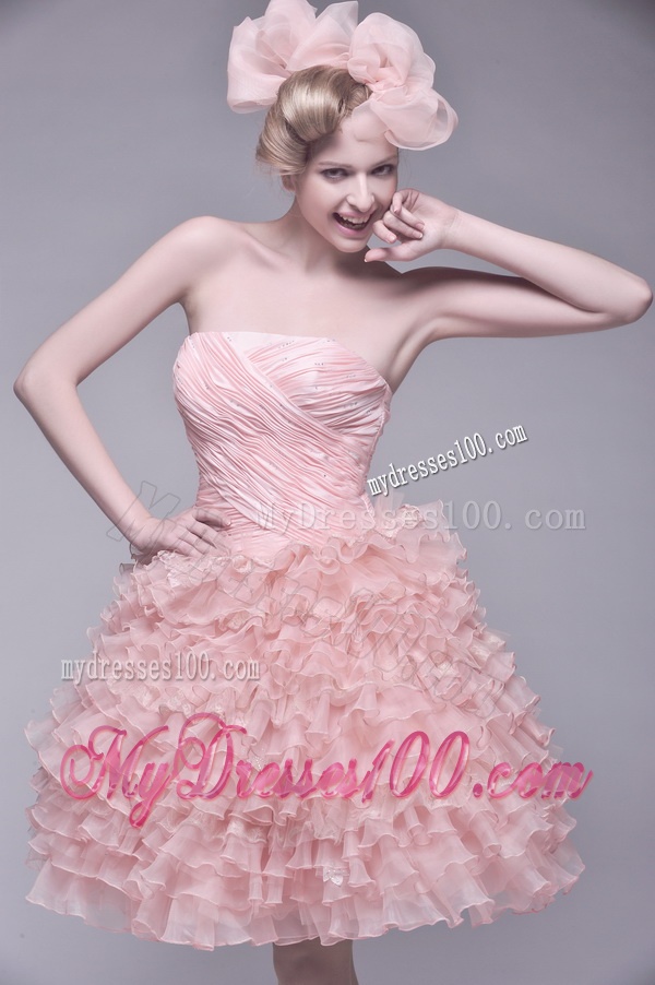 Romantic Ruffled Layers and Beading Short Wedding Dress for 2016