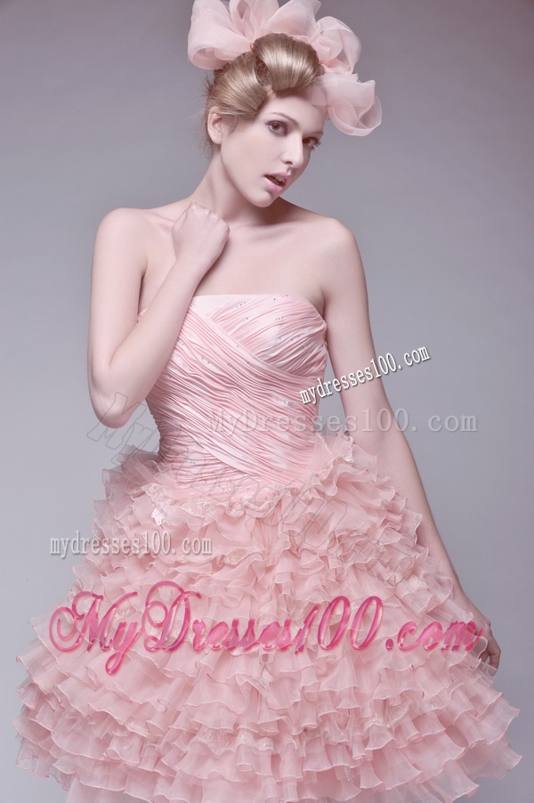 Romantic Ruffled Layers and Beading Short Wedding Dress for 2016