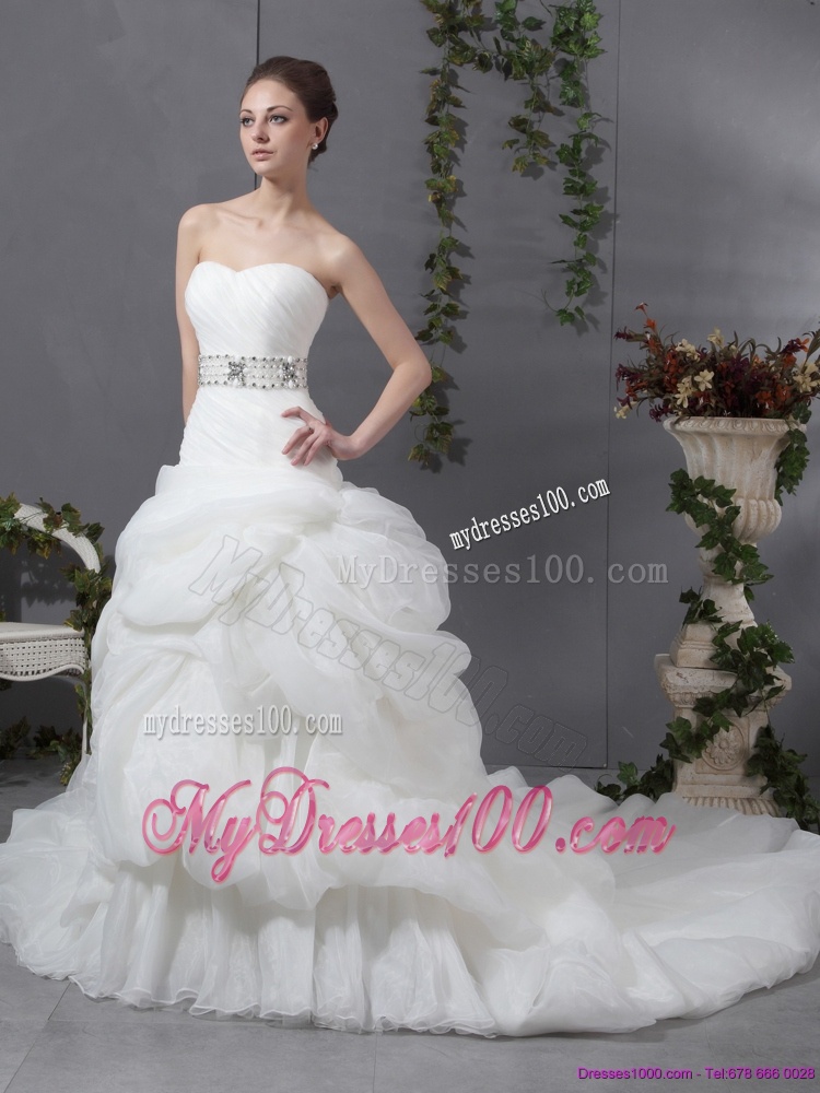 Sophisticated 2016 Strapless Wedding Dress with Beading and Ruching