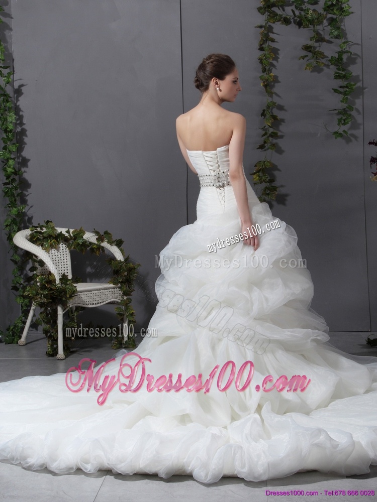 Sophisticated 2016 Strapless Wedding Dress with Beading and Ruching