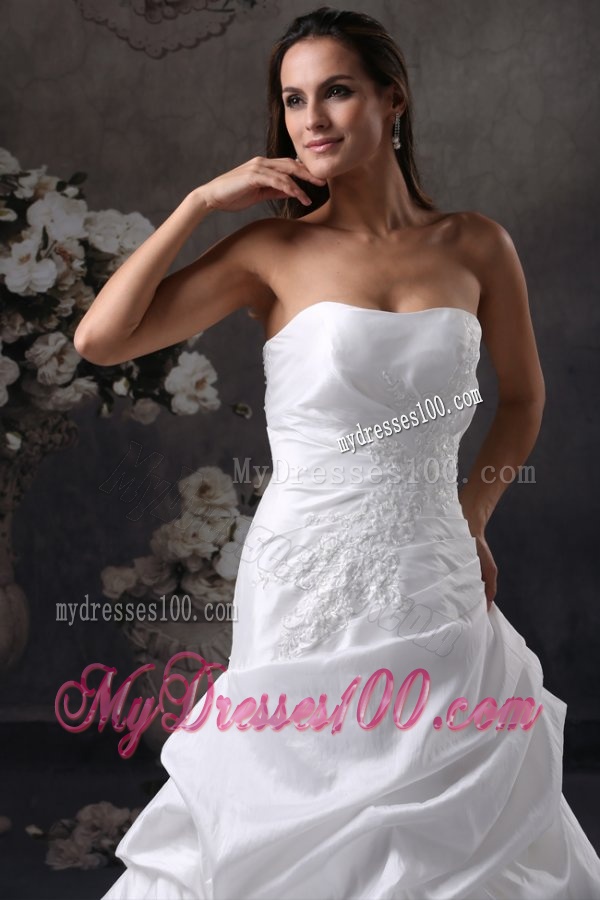 Strapless Court Train Taffeta Wedding Dress