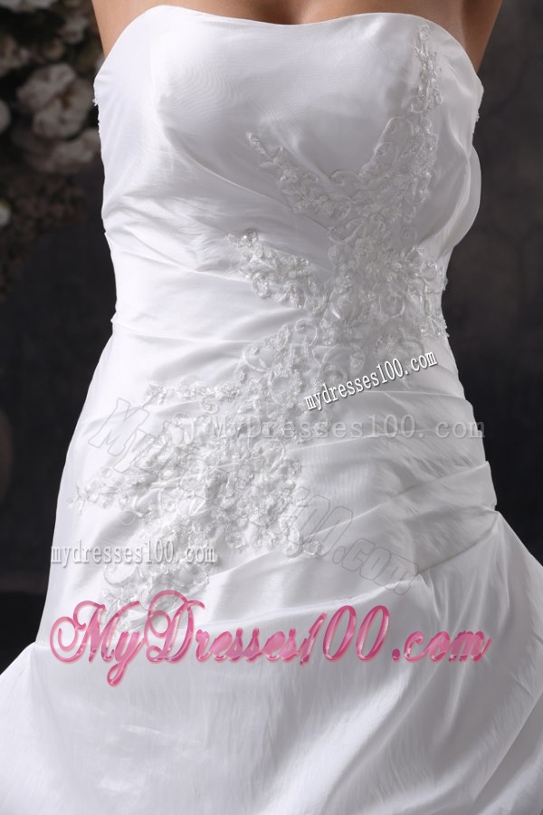 Strapless Court Train Taffeta Wedding Dress