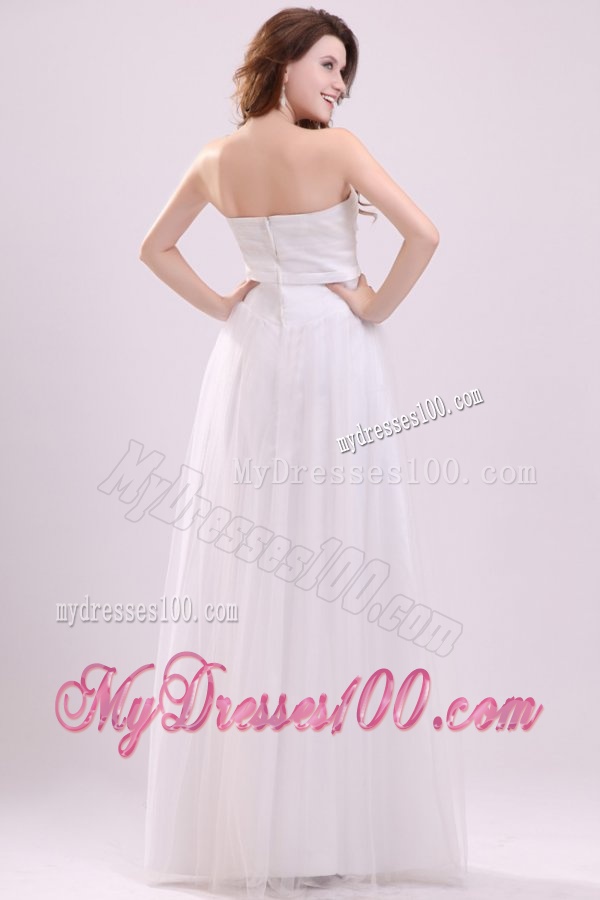 Strapless Empire Hand Made Flowers Floor-length Wedding Dress