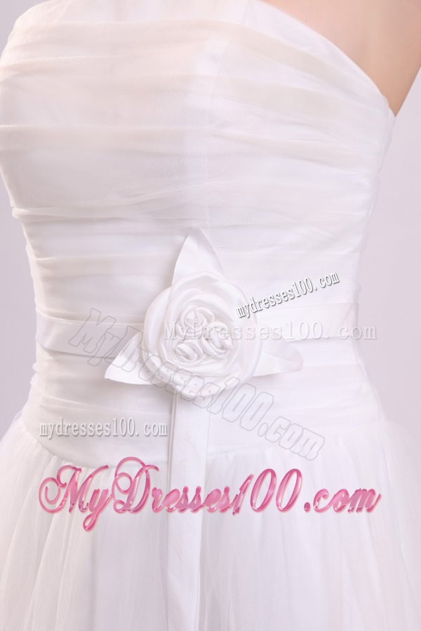 Strapless Empire Hand Made Flowers Floor-length Wedding Dress