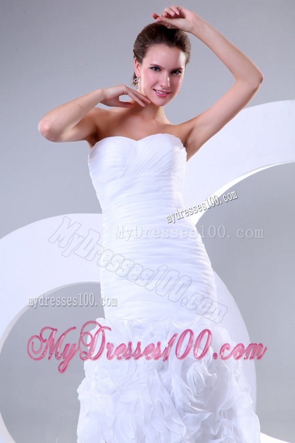 Sweetheart Mermaid Ruffles and Ruche Organza Wedding Dress