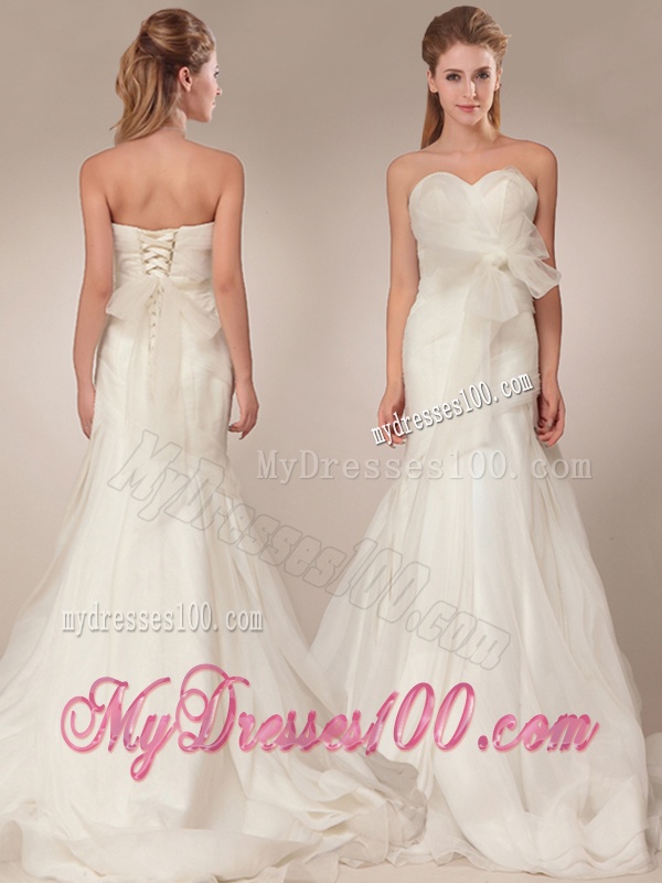 The brand new style Mermind Wedding Dresses with Bowknot and Ruching