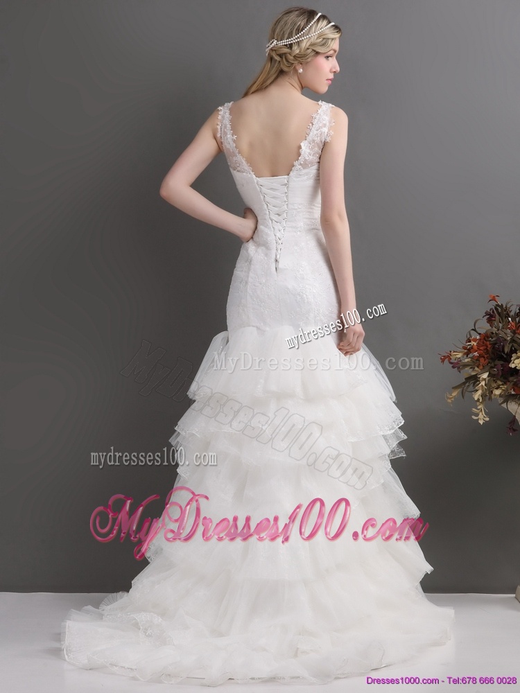Wonderful Mermaid Wedding Dress with Lace and Ruffles for 2016