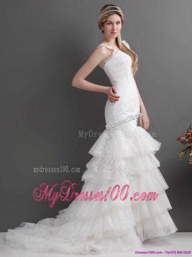 Wonderful Mermaid Wedding Dress with Lace and Ruffles for 2016