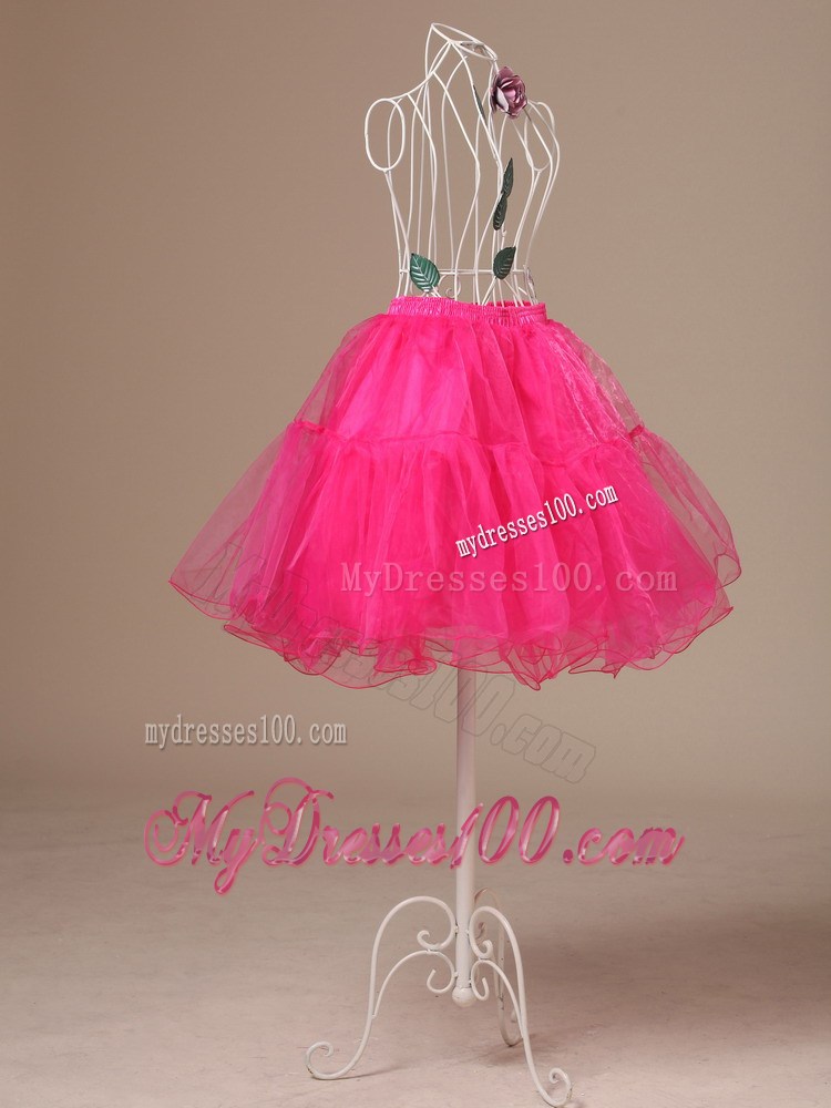 Perfect Hot Pink Organza Mini-length Girls Petticoat
