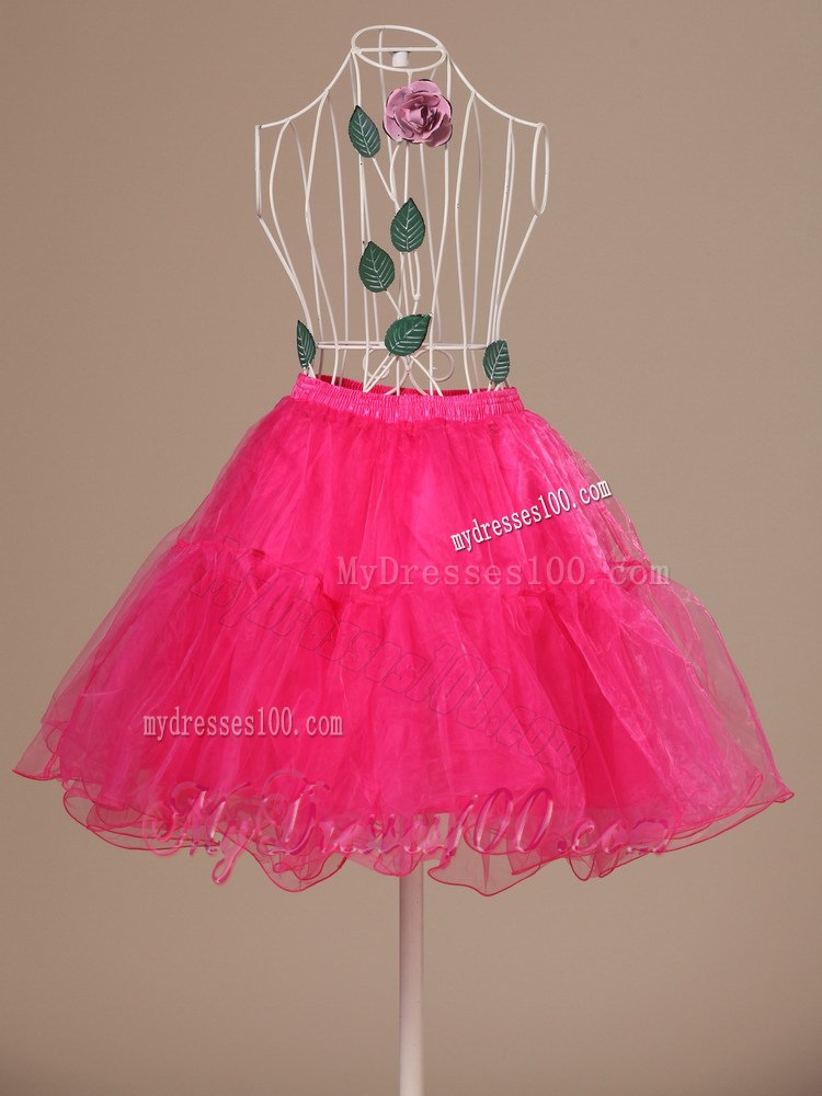 Perfect Hot Pink Organza Mini-length Girls Petticoat