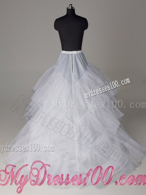 Three Layers A-line Brush Train Wedding Petticoat