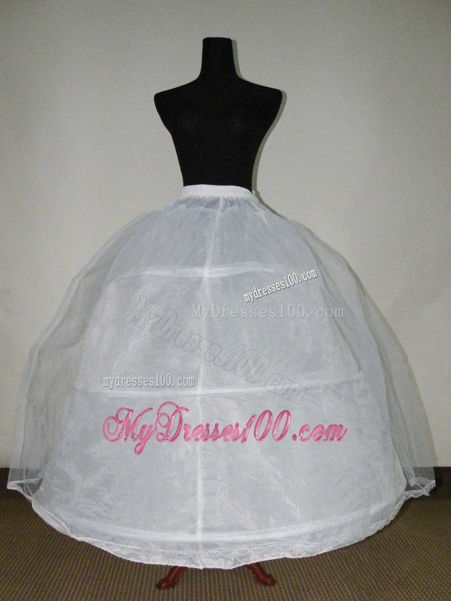 White Tulle And Organza Floor-length Petticoat For Ball Gowns