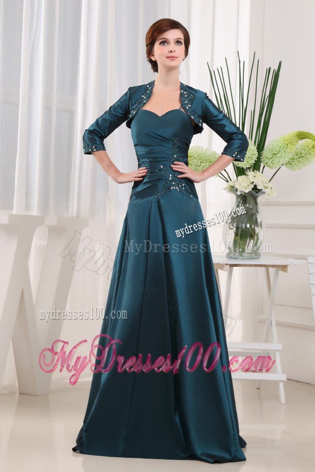 Spaghetti Straps Sweetheart Teal Mother Of The Groom Dresses