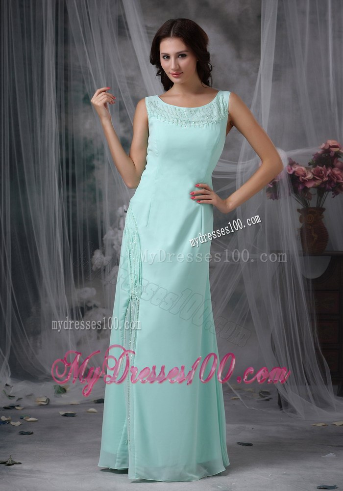 Apple Green Sheath Scoop Beading Mother of the Bride Dress with Coat