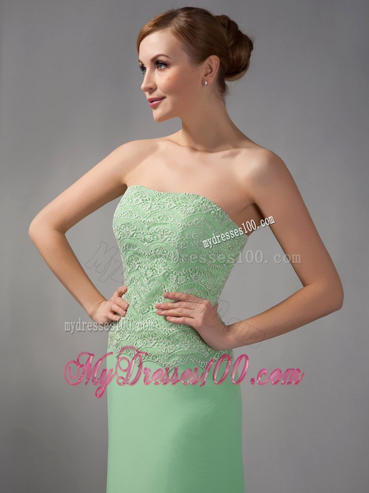 Apple Green Column Strapless Ankle-length Appliques Mother Dress