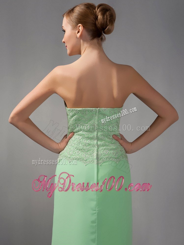 Apple Green Column Strapless Ankle-length Appliques Mother Dress