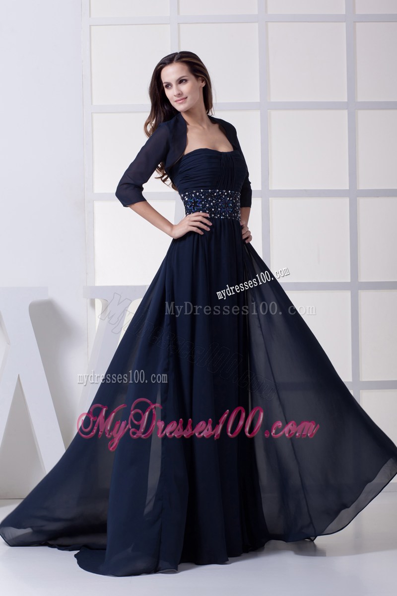 Beaded Waist Plus Size Navy Blue Mother Of The Bride Dresses