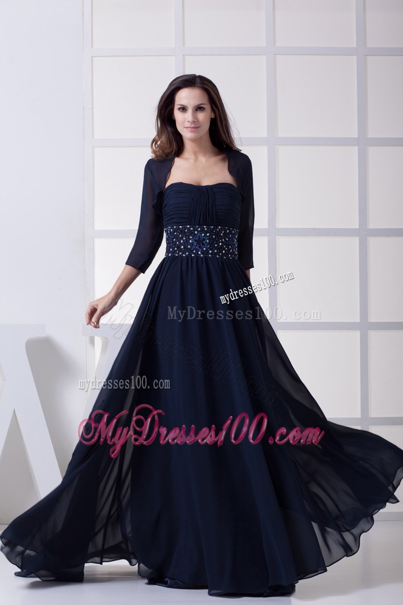 Beaded Waist Plus Size Navy Blue Mother Of The Bride Dresses