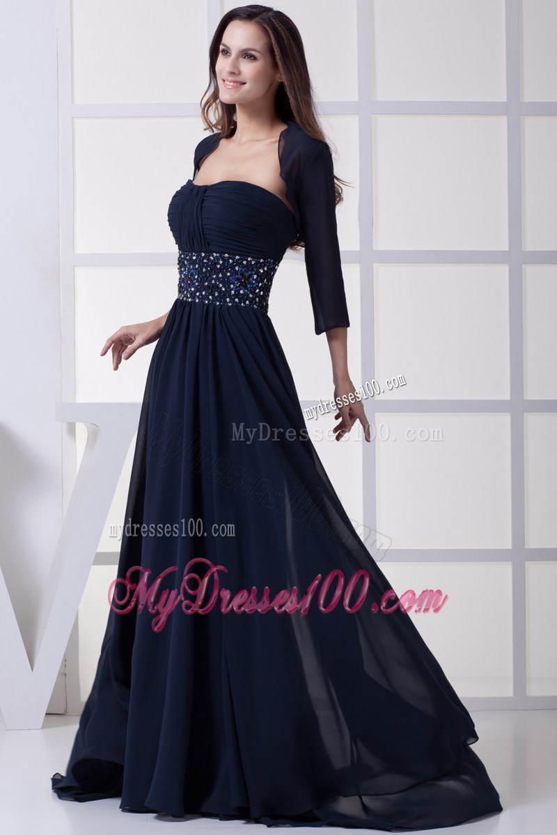 Beaded Waist Plus Size Navy Blue Mother Of The Bride Dresses