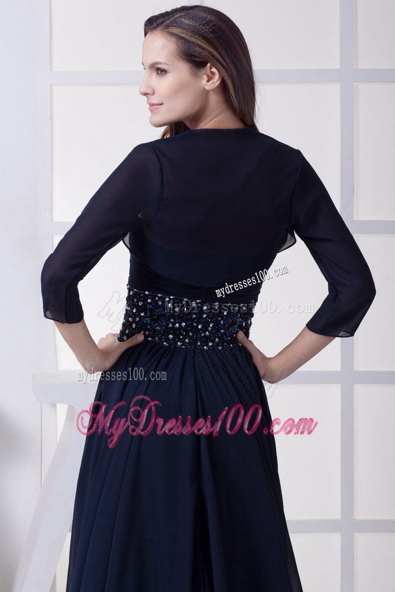 Beaded Waist Plus Size Navy Blue Mother Of The Bride Dresses
