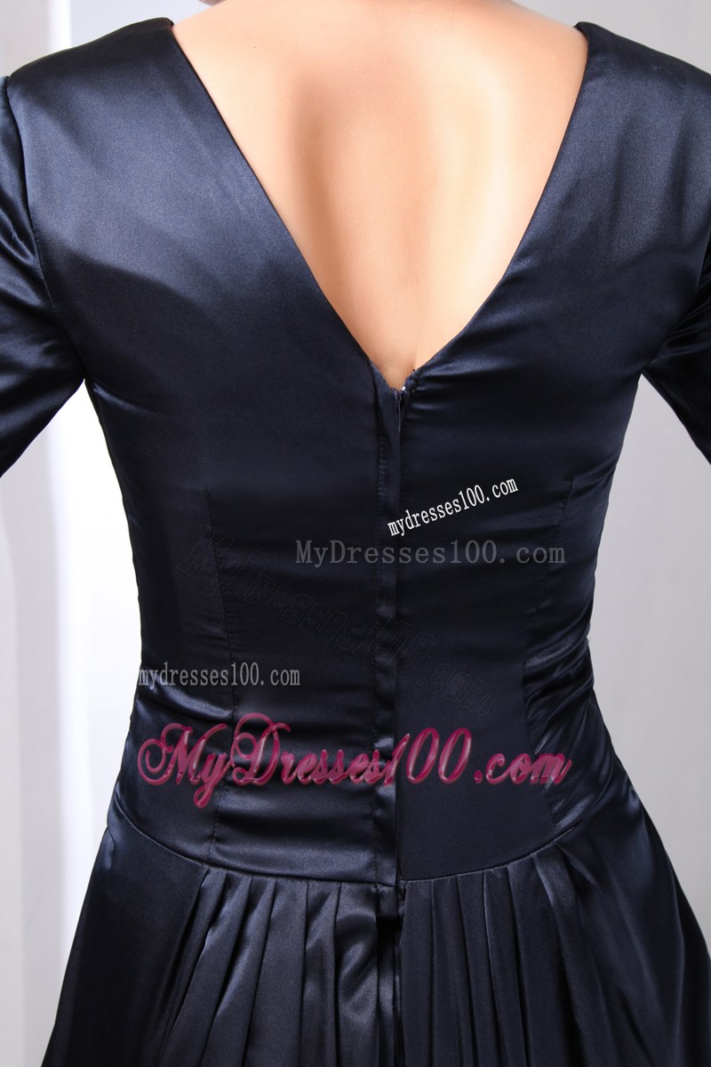Mini-length V-neck Long Sleeves Taffeta Mother Bride Dress Cheap