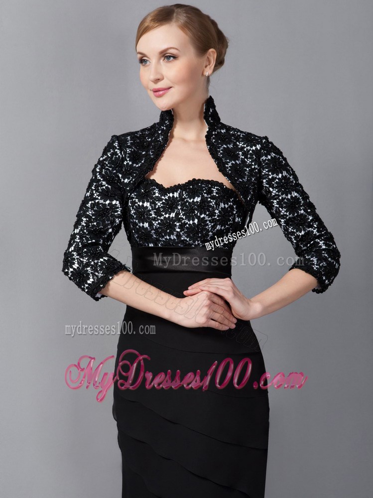 Black Column Strapless Appliques Mother of the Bride Dress