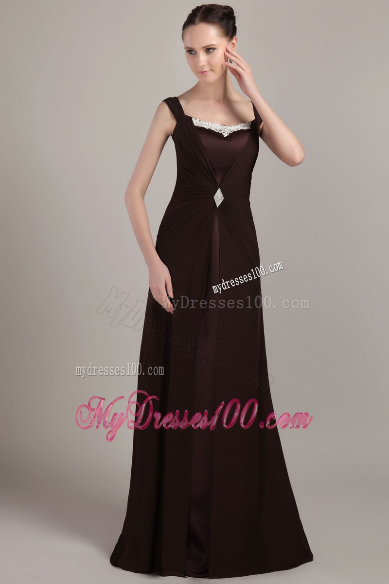 Square Neckline with Applique Mother Of Bride Dress with Straps