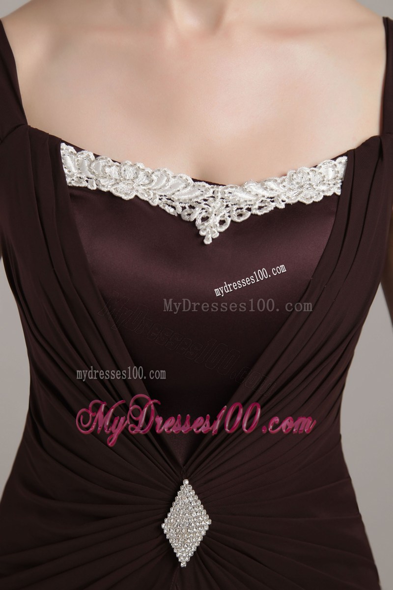 Square Neckline with Applique Mother Of Bride Dress with Straps