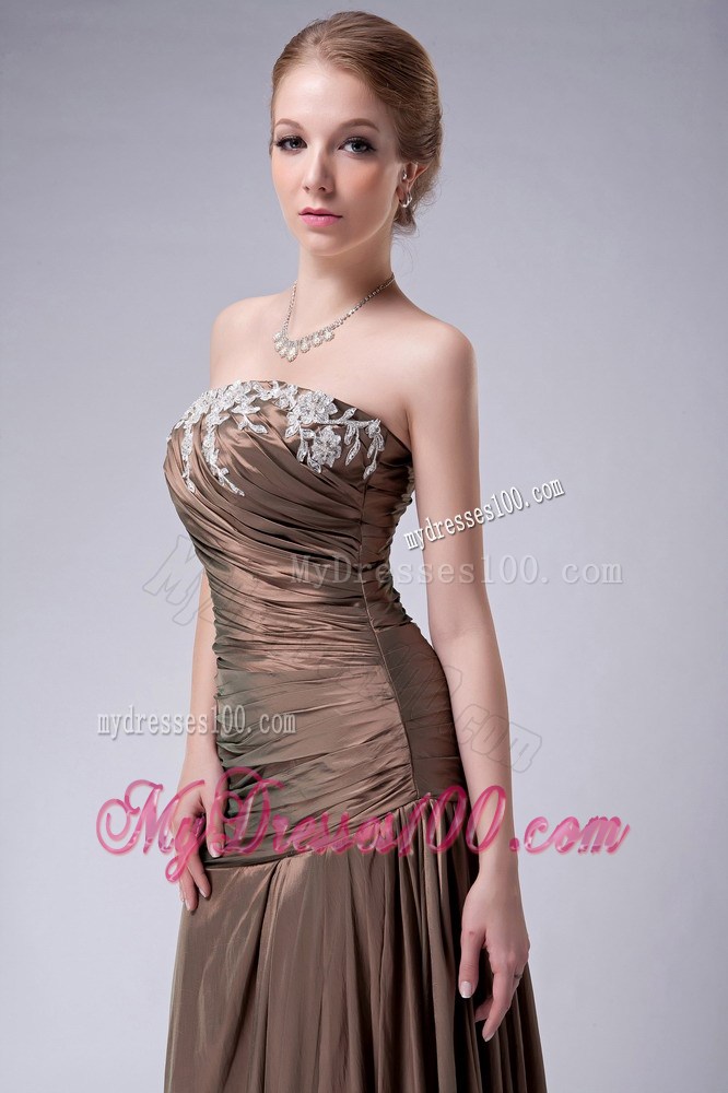 Brown Empire Strapless and Appliques Mother of the Bride Dress