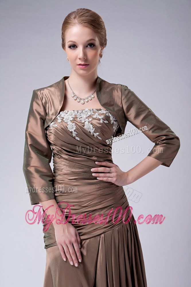 Brown Empire Strapless and Appliques Mother of the Bride Dress