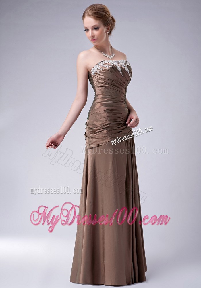 Brown Empire Strapless and Appliques Mother of the Bride Dress
