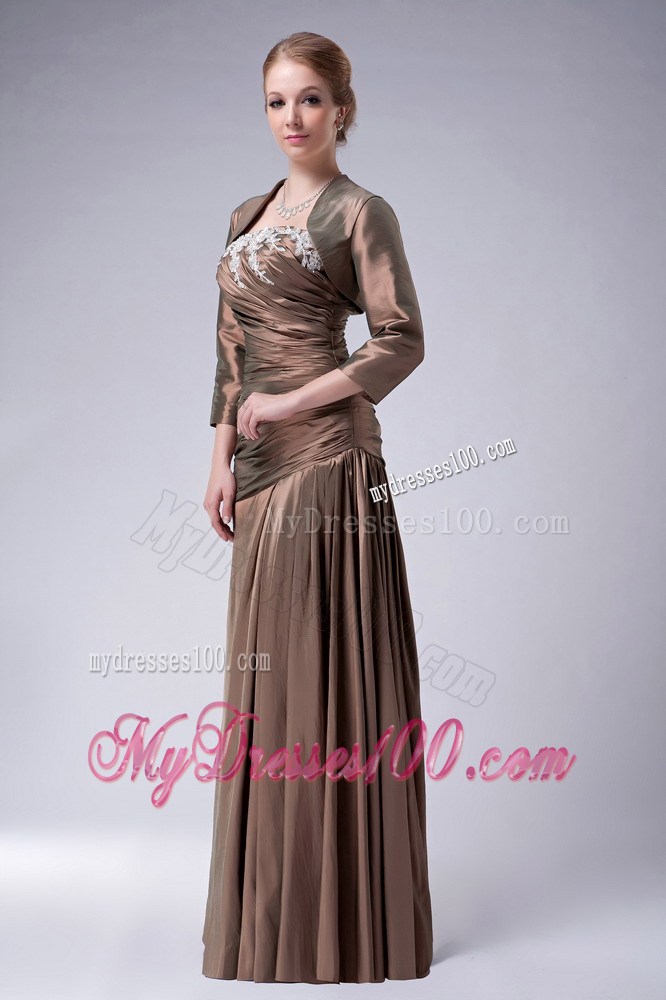 Brown Empire Strapless and Appliques Mother of the Bride Dress