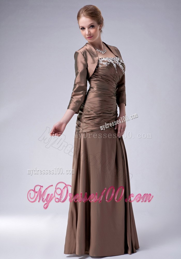 Brown Empire Strapless and Appliques Mother of the Bride Dress