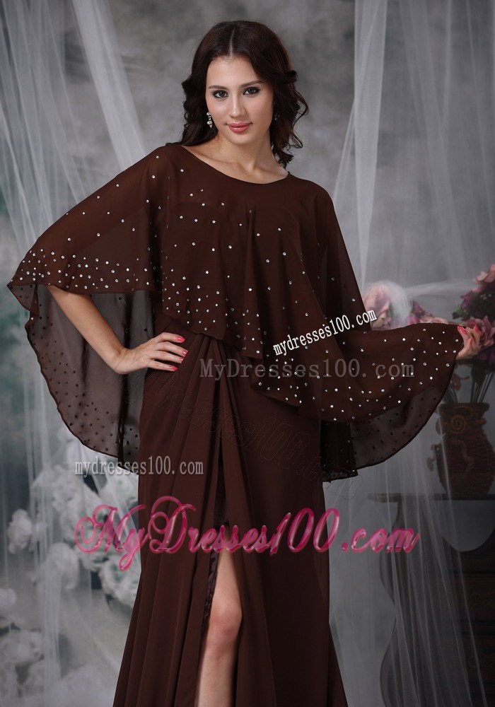 Brown Empire Sweetheart Brush Train Ruche Mather of the Bride Dress