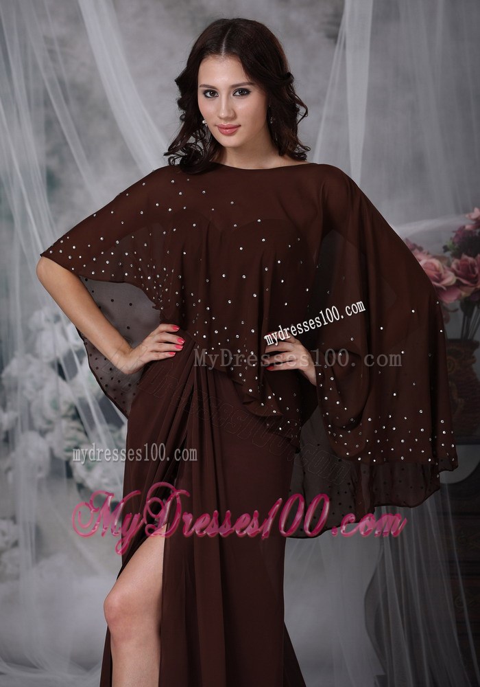 Brown Empire Sweetheart Brush Train Ruche Mather of the Bride Dress